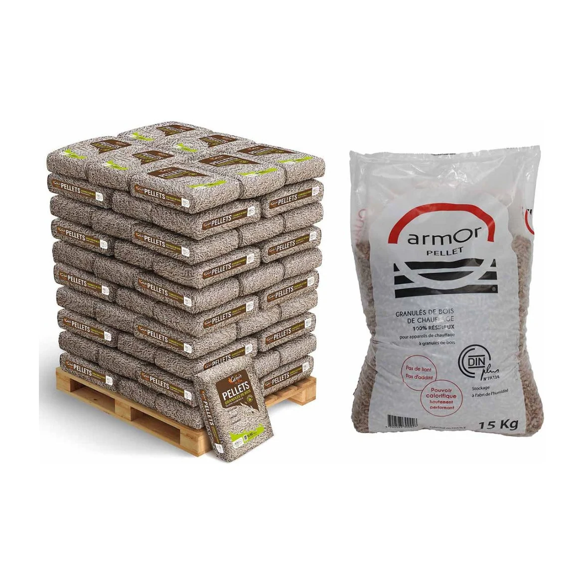 Granulés de bois Armor Pellet - Palette de 66 sacs de 15 kg (990 kg)